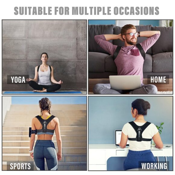 Posture Corrector Upper Back Brace Neck Shoulder Back Support Brace Pain Relief - Picture 1 of 6